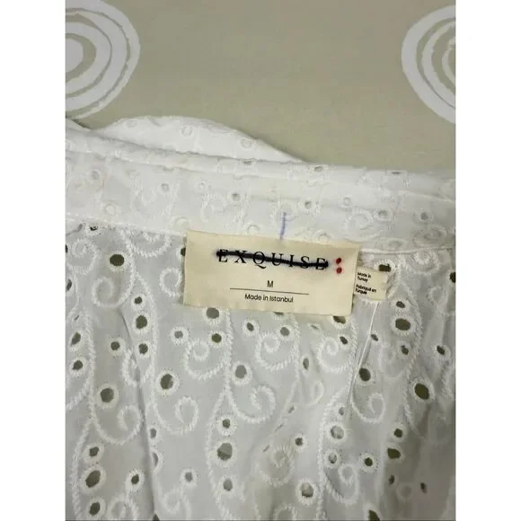 New Anthropologie The Tobie Eyelet Mini Shirt Dress by Exquise Size M - Picture 9 of 12